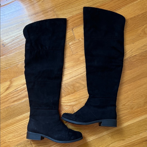 American Eagle Over Knee Black Suede Boots - Picture 1 of 5